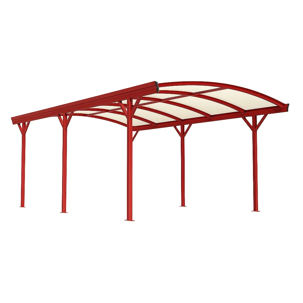 Carport Überdachung Rot Stahl Polycarbonat 600x300 cm