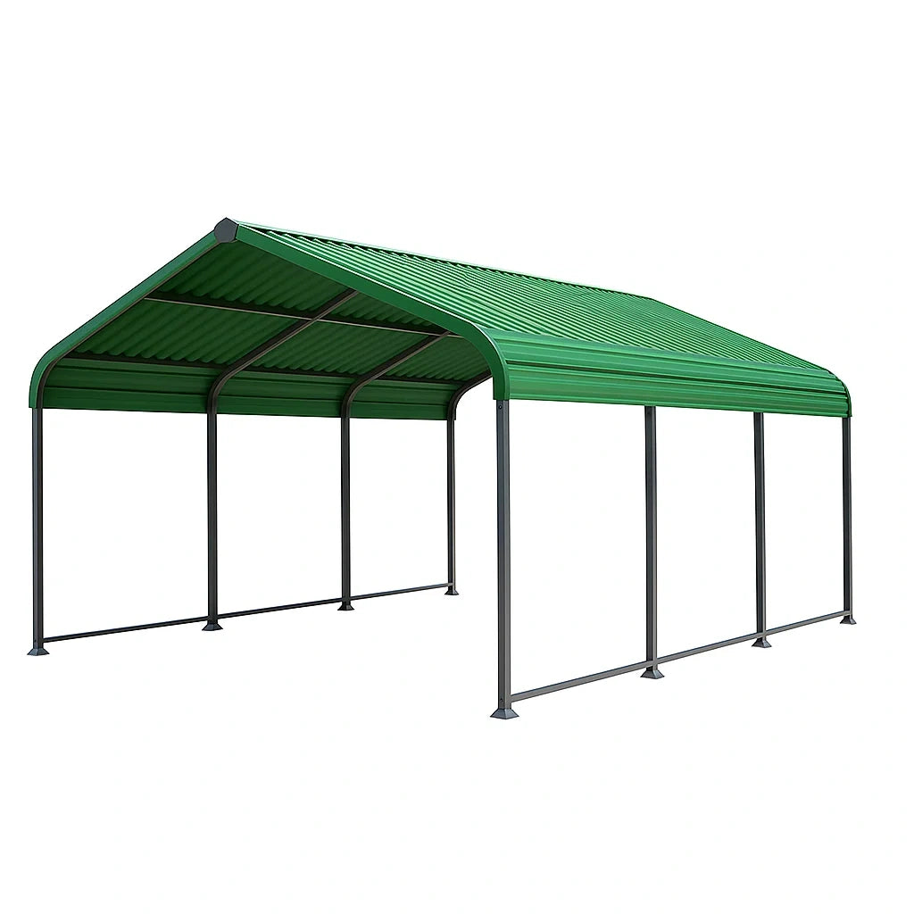 Metall-Carport mit grünem Dach 6x3m