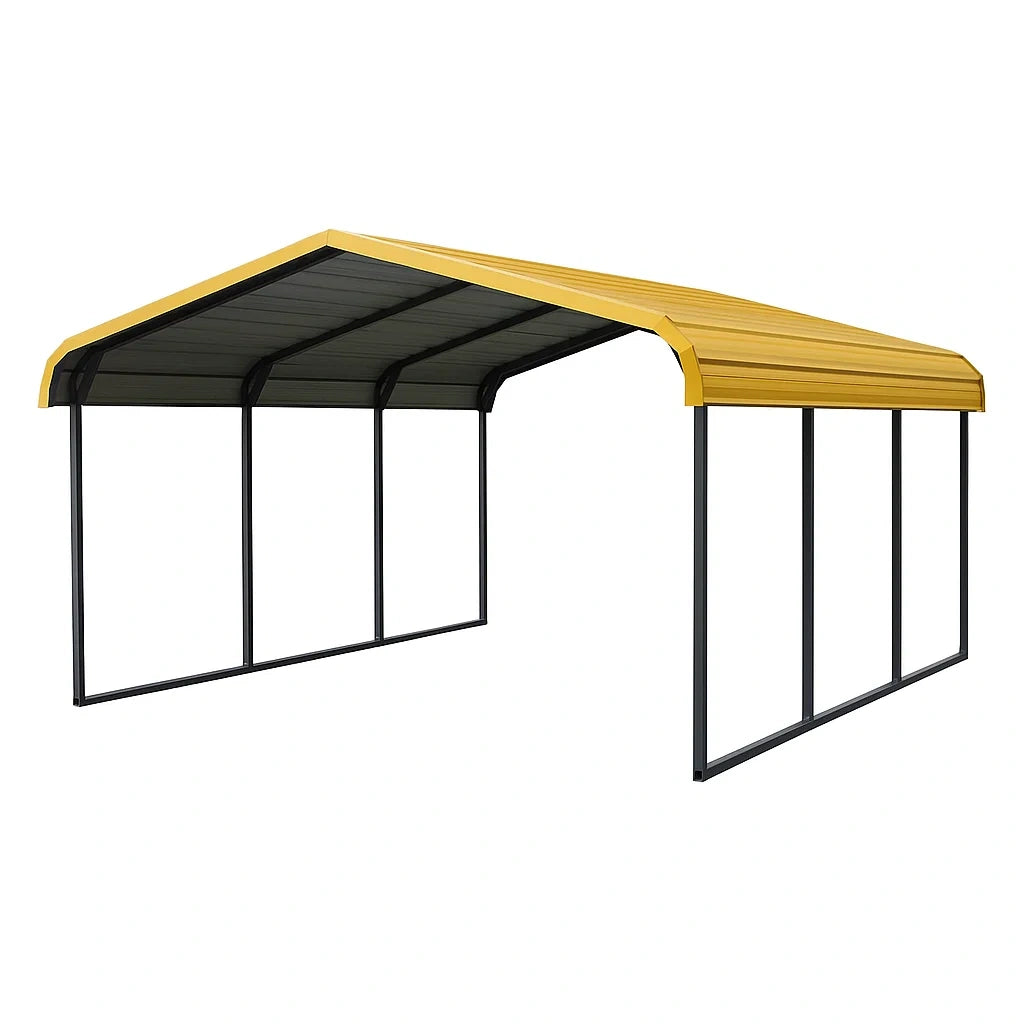 Metall Carport Gelb Schwarz Stahl 600x300x250 cm