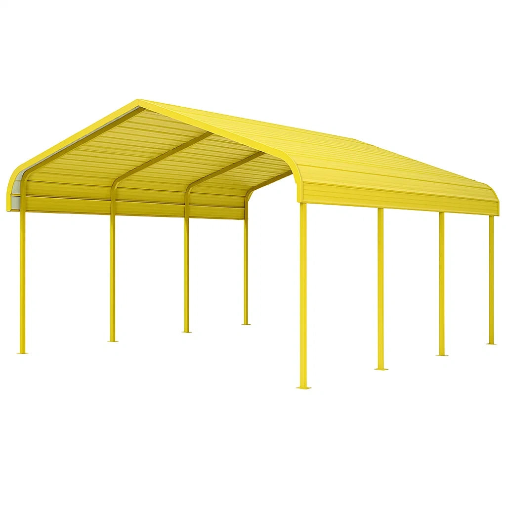 Gelbe Carport-Überdachung aus Stahl 6x3 m