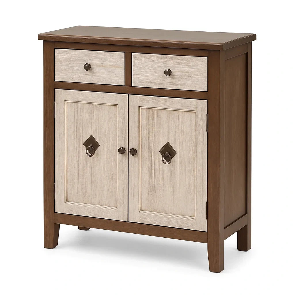 Holzkommode mit Schubladen und Türen Dunkelbraun/Beige 90x80x40 cm