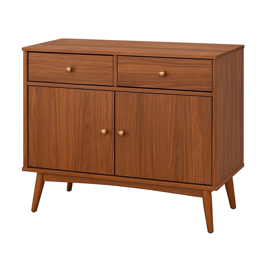 Sideboard aus MDF mit Schubladen und Türen, Walnuss
