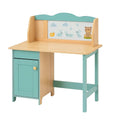 Kinderschreibtisch Holz Blau/Natur mit Tiermotiven 100x50x75cm