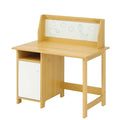 Kinder Schreibtisch Holz mit Regal und Schrank, Natur/Weiß, 90x50x75 cm