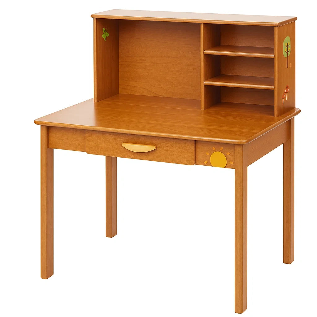 Kinderschreibtisch Holz mit Regal und Schublade 80x45x75 cm Braun