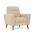 Leinen-Sessel Beige mit Massivholzbeinen
