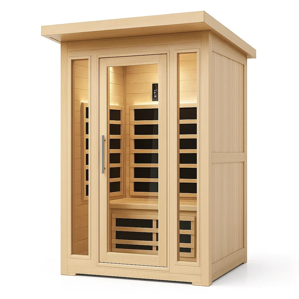 Infrarotsauna aus Hemlockholz für 2 Personen mit Glastür