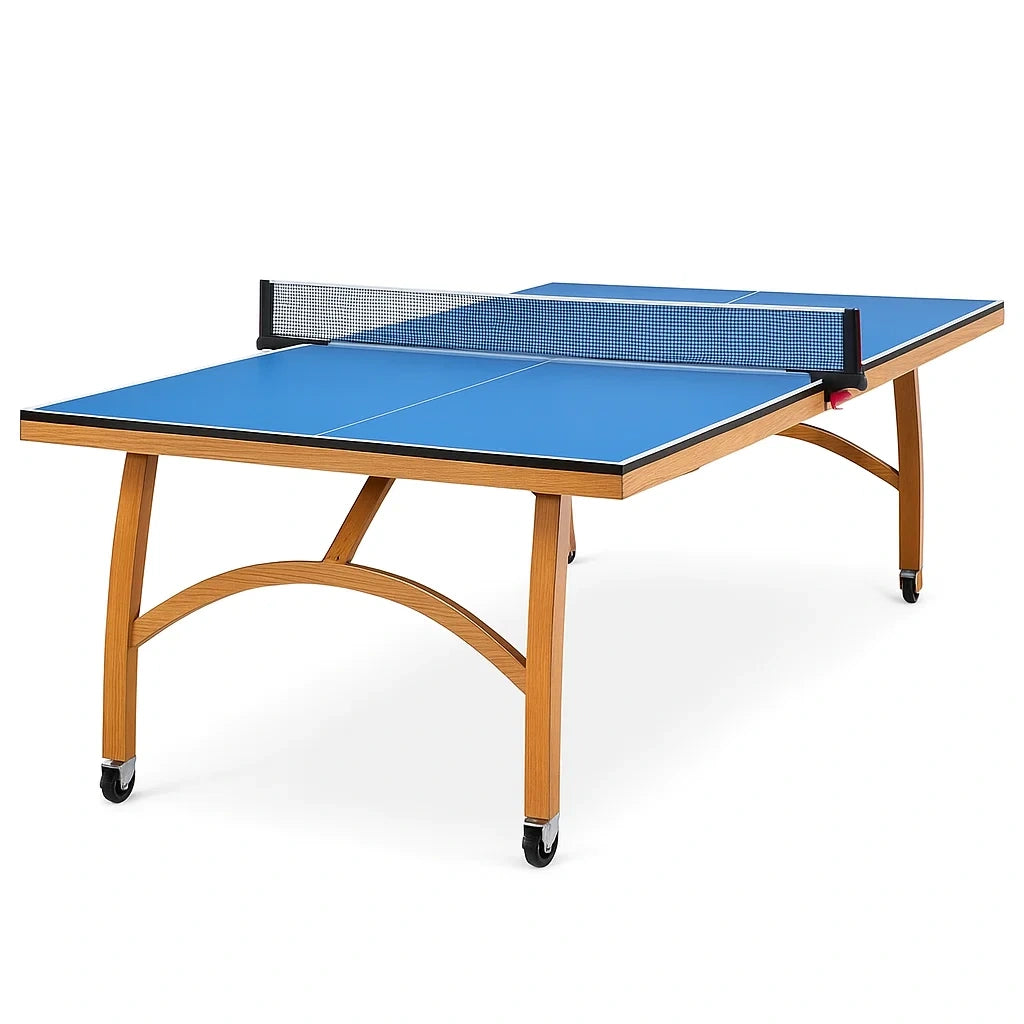 Tischtennistisch aus MDF mit Holzgestell, Blau