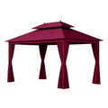 Pavillon 3x4m mit Doppeldach und pulverbeschichtetem Stahlrahmen Rot