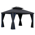 Pavillon Aluminium Rechteckig Metall Anthrazit Dunkelgrau 3x4m