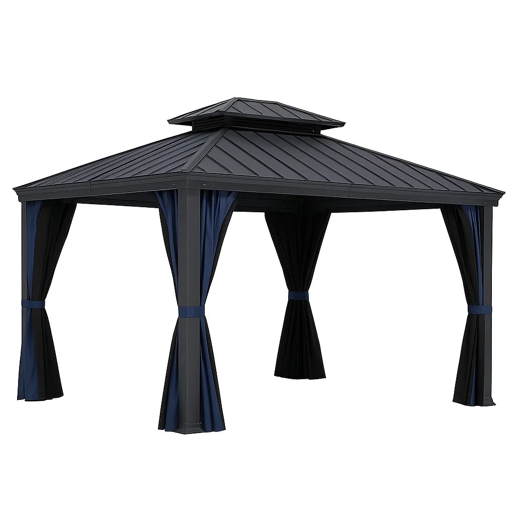 Pavillon Aluminium Rechteckig Metall Anthrazit Dunkelgrau 3x4m