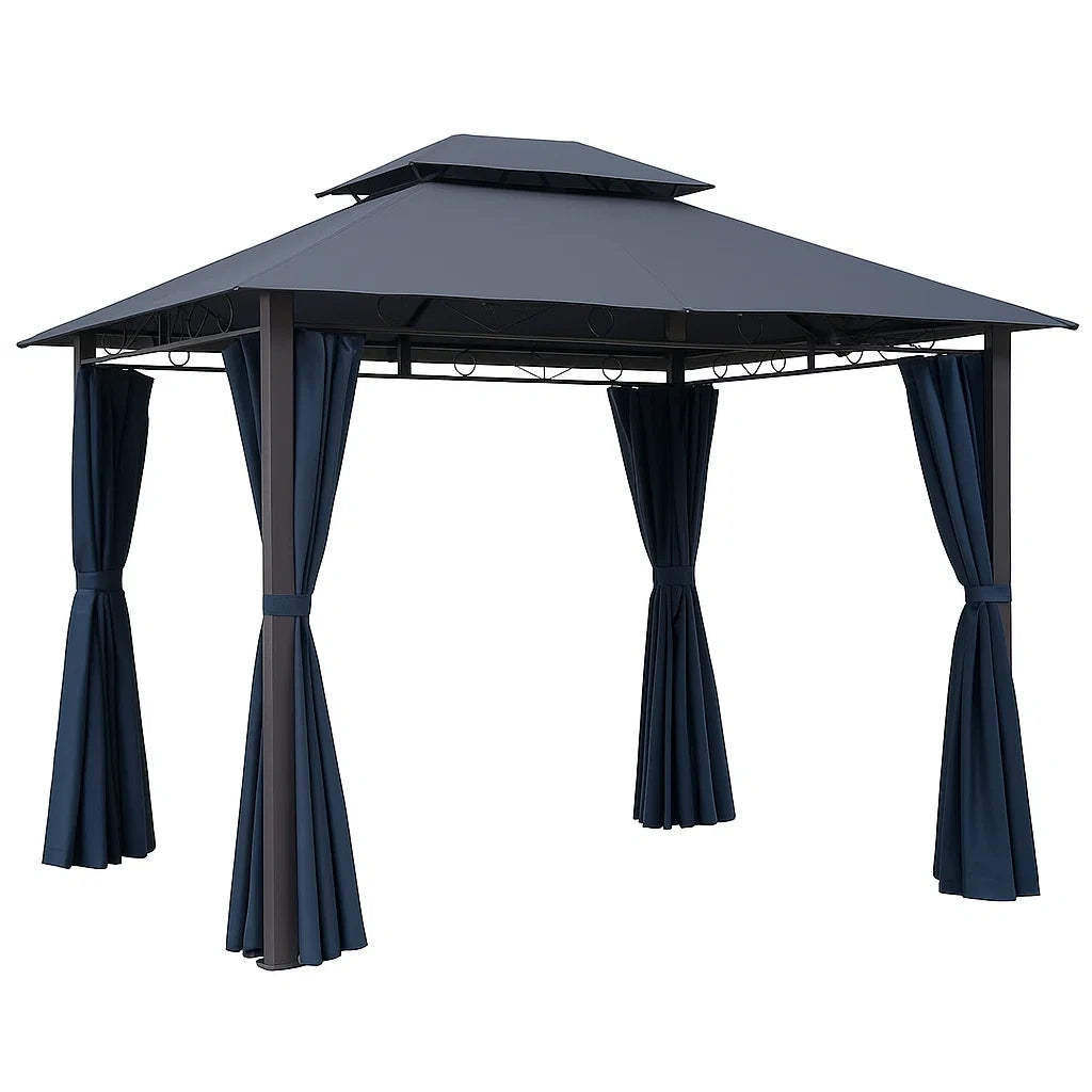 Pavillon Metallrahmen Dunkelblau Polyester 3x3m