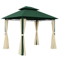 Pavillon Stahlrahmen Grün 300x300x260 cm mit Vorhängen