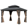 Aluminium Pavillon mit Stahl-Dach, Schwarz/Beige, 300x400cm