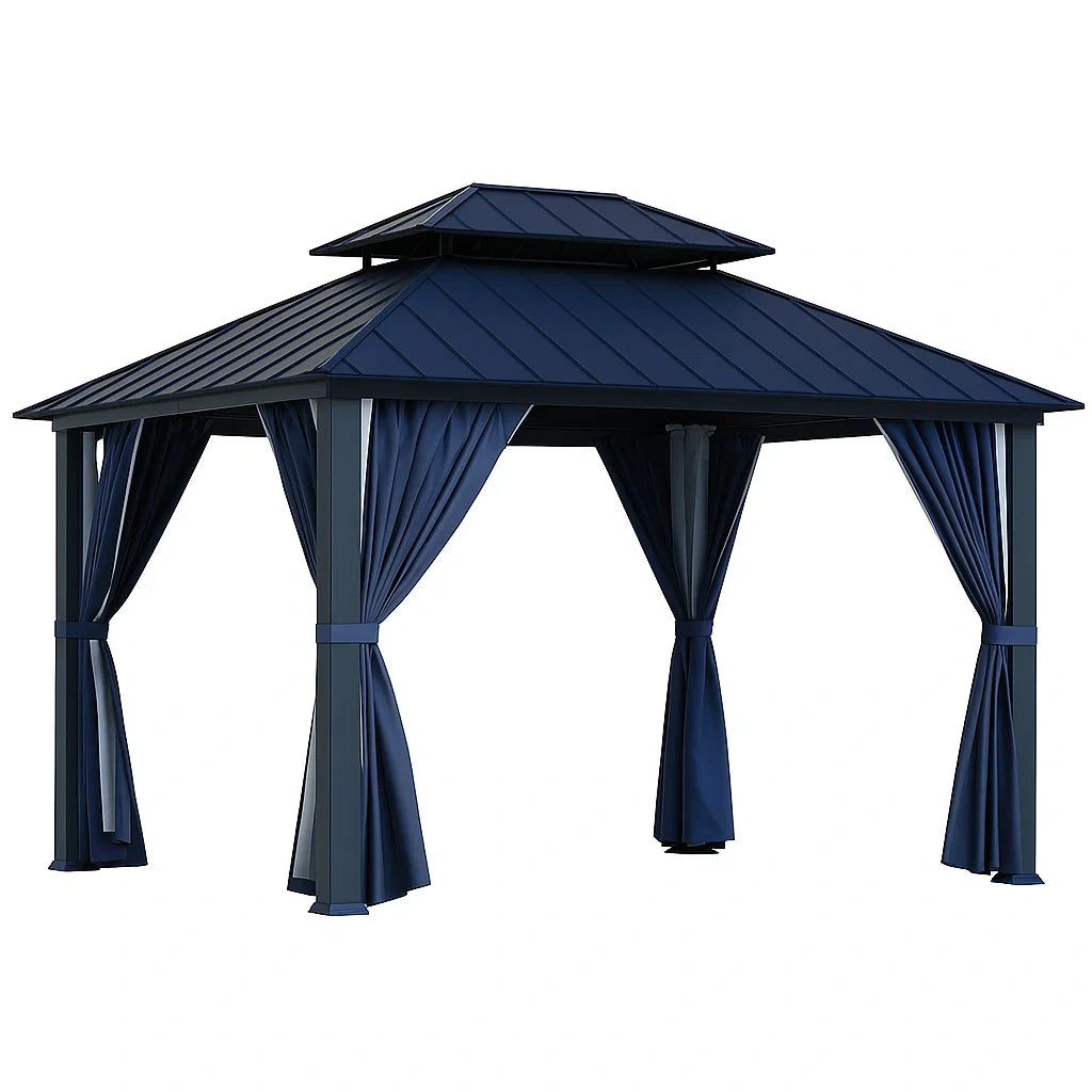 Pavillon mit Aluminiumrahmen und Stahldach in Blau 3x4m
