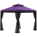 Gartenpavillon Lila Stahl Polyester mit Moskitonetz 3x3 m