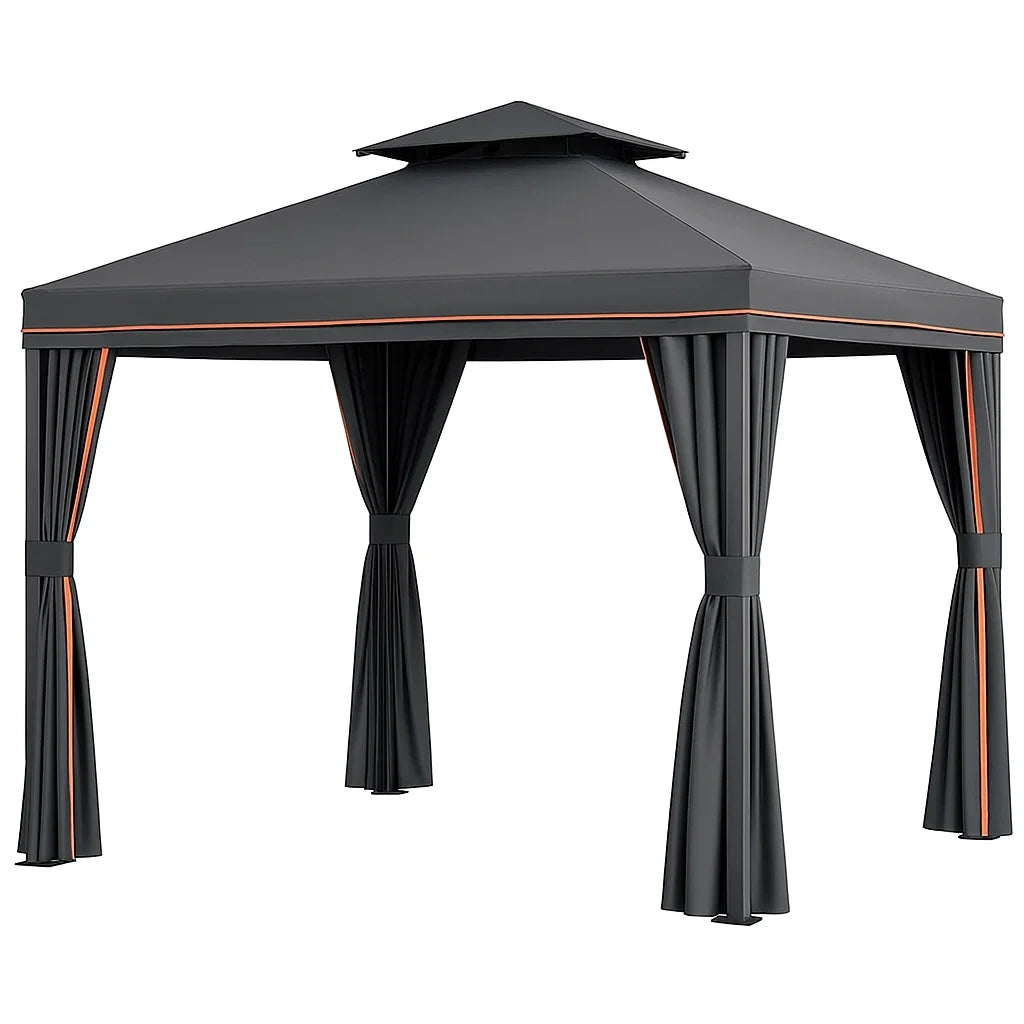Gartenpavillon Dunkelgrau Stahlrahmen 300x300 cm