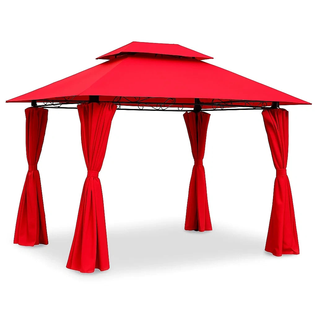 Pavillon aus Stahl mit Polyesterbezug Rot 3x3x2.7m
