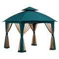 Gartenpavillon Metall Doppeldach Grün Polyester 3x3m