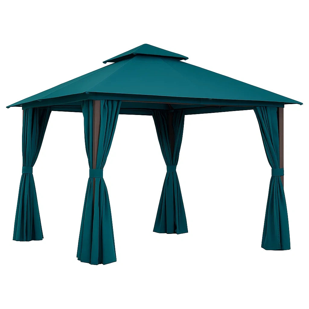 Stahl-Gartenpavillon mit Polyester-Dach in Türkis