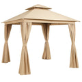Metall-Pavillon mit Polyester-Vorhängen Beige 3x3m