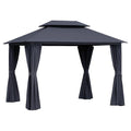Pavillon Garten 300x400 cm Stahl Polyester Dunkelgrau