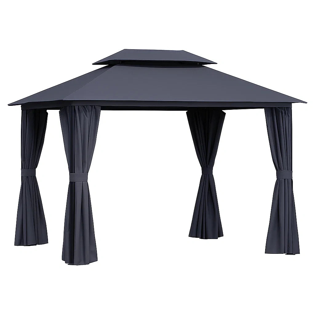 Pavillon Garten 300x400 cm Stahl Polyester Dunkelgrau