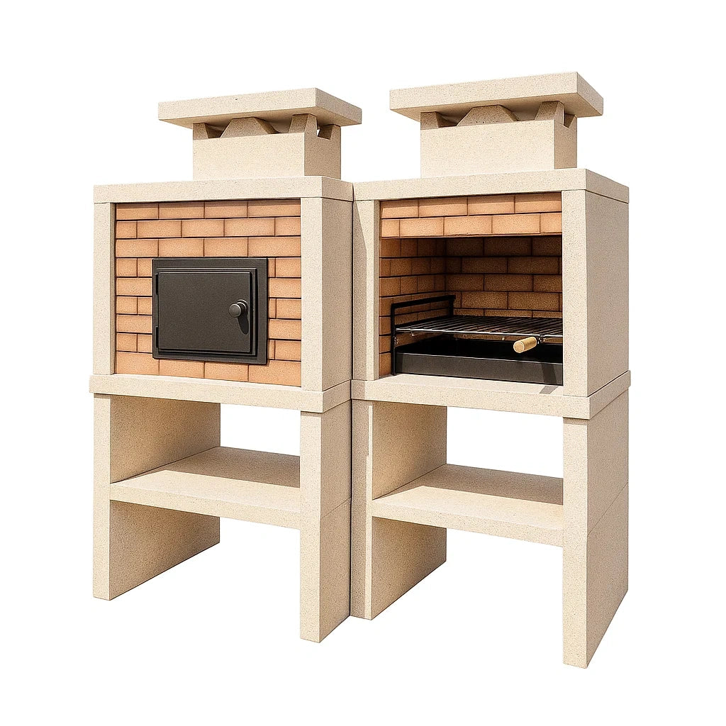 Gartenofen Grillkamin Set aus Beton und Backstein