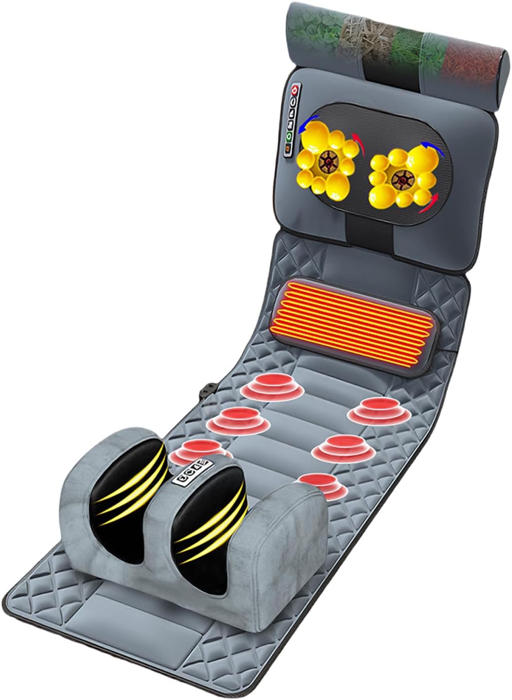 5 in 1 Massagematte Ganzkörpermassage, Massage Matte mit Wärmefunktion, Abnehmbarer Massageauflage mit 12 Vibrationsmotoren, Massage Auflage
