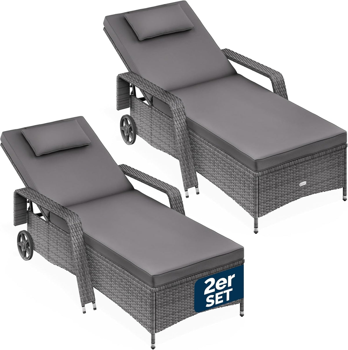 CASARIA Sonnenliege mit Rollen 2er Set