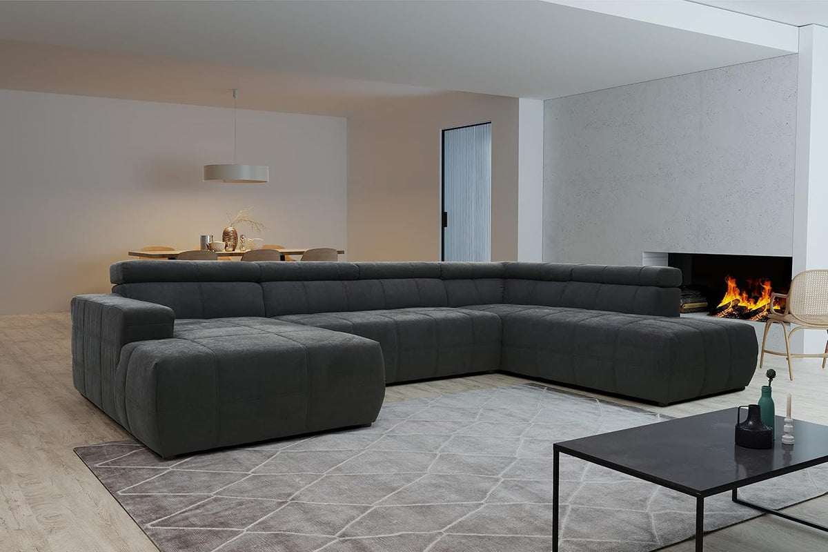 DOMO. collection Sofa Brandon, Wohnlandschaft mit Rückenfunktion und Sitztiefenverstellung Couch in U-Form, Polstergarnitur 359 x 228 x 80 cm (BxTxH)