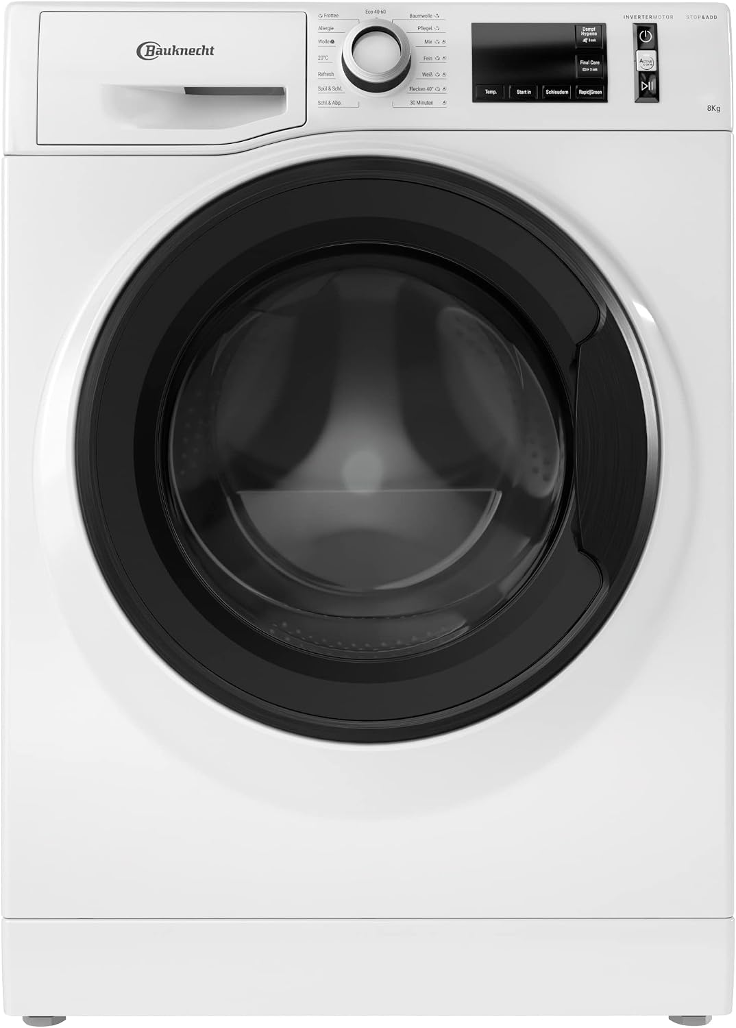 Bauknecht W Active 8A Waschmaschine Frontlader/ 8kg/ kraftvolle Fleckentfernung/ Dampf Programme/ Steam Hygiene Option/ Energieeffizienzklasse A