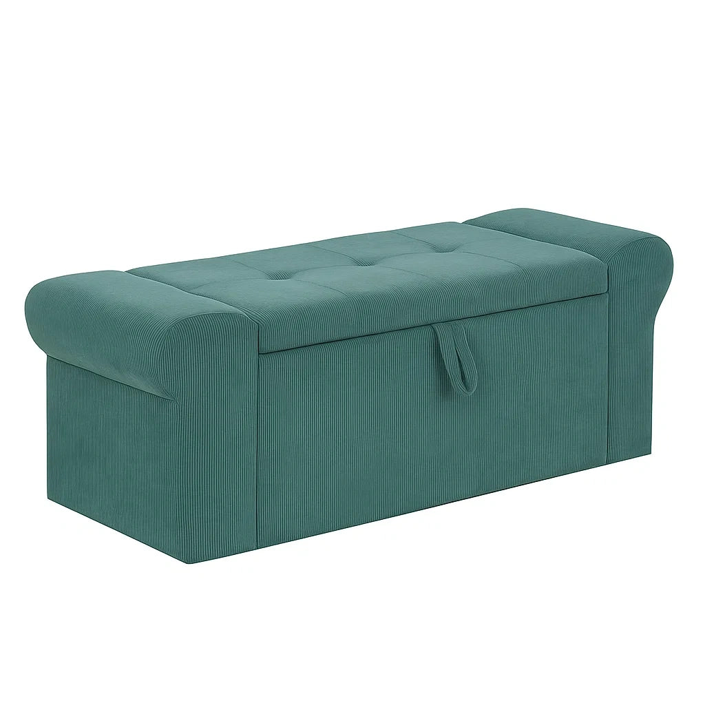 Cord Sitzbank mit Stauraum Rechteckig 120x45x50 cm Grün