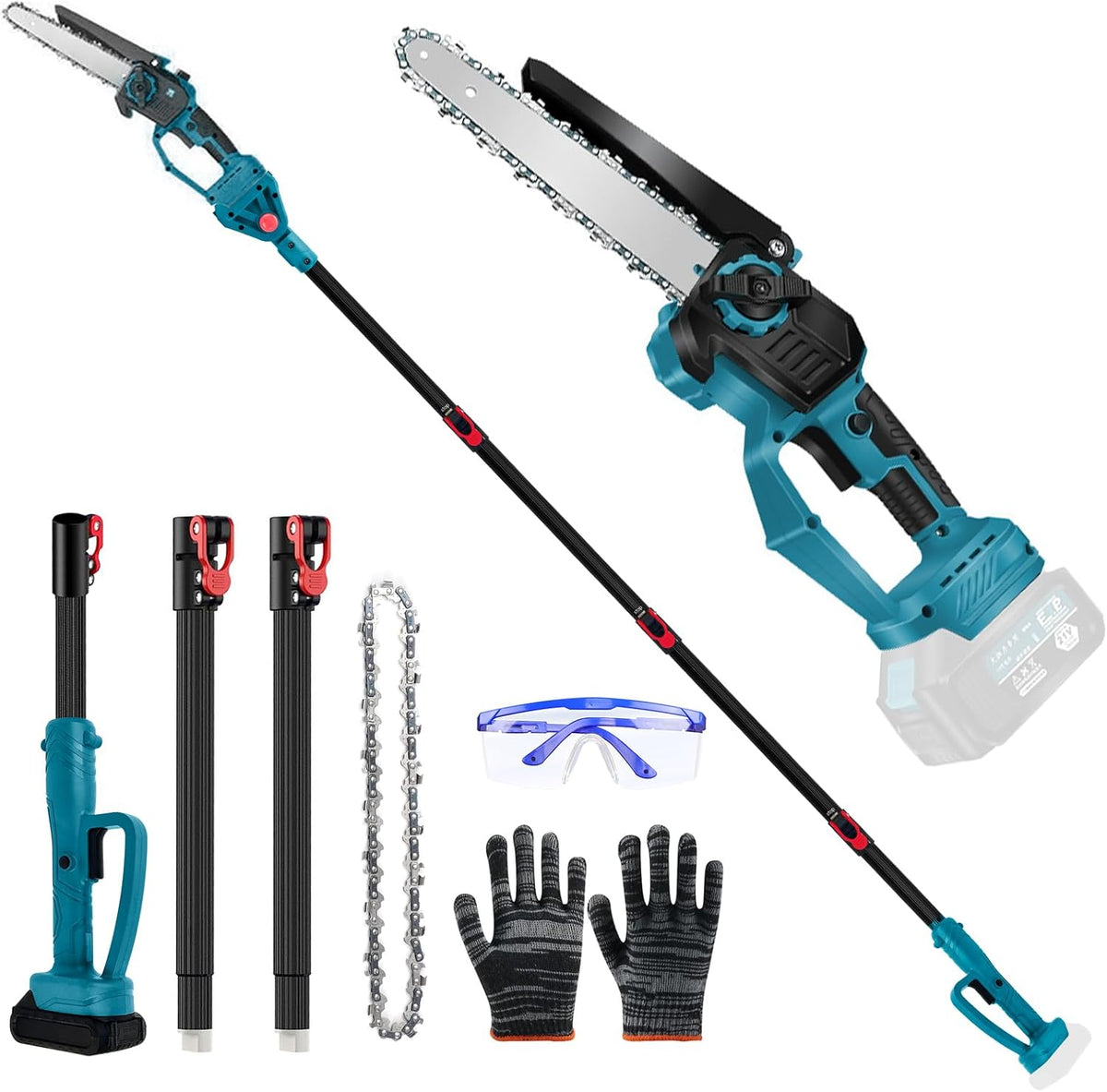 Akku Hochentaster Ast Kettensäge Profi-Astsäge kompatibel mit Makita 18V, 6 Zoll Bürstenlose 2 in 1 Astsäge mit Teleskopstiel und Teleskop Elektro