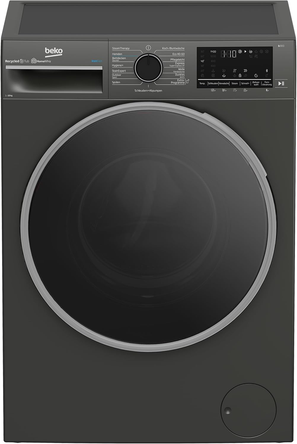 Beko B3WFT510415M Waschvollautomat, 10kg, Waschmaschine, 1400 U/min, SteamCure Dampffunktion, allergikergeeignet, AddXtra-Nachlegefunktion, Ironfast