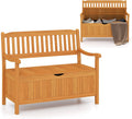FANTASK Gartenbank Holz mit Stauraum, Outdoor Balkonbank mit abnehmbarem Innensack bis 360kg belastbar, Aufbewahrungsbank für 2-Sitzer, Natur