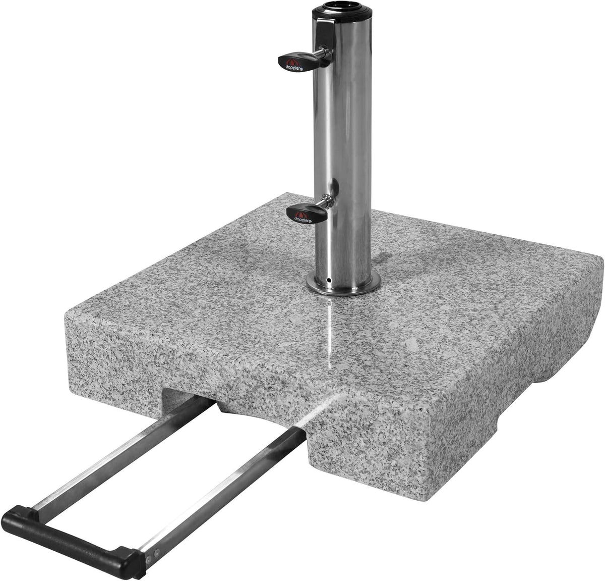 Doppler Active Trolley Granitsockel, 50 kg mit ausziehbarem Zuggriff und Rollen, Für Sonnenschirme, Rostfrei