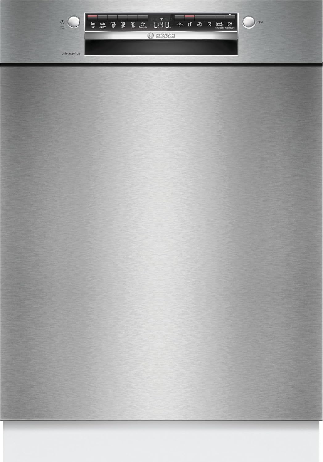 Bosch SMU4EVS08E, Smarter Unterbau-Geschirrspüler 60 cm, Spülmaschine mit Programmassistent, Serie 4, Besteckschublade, besonders Leise, Edelstahl