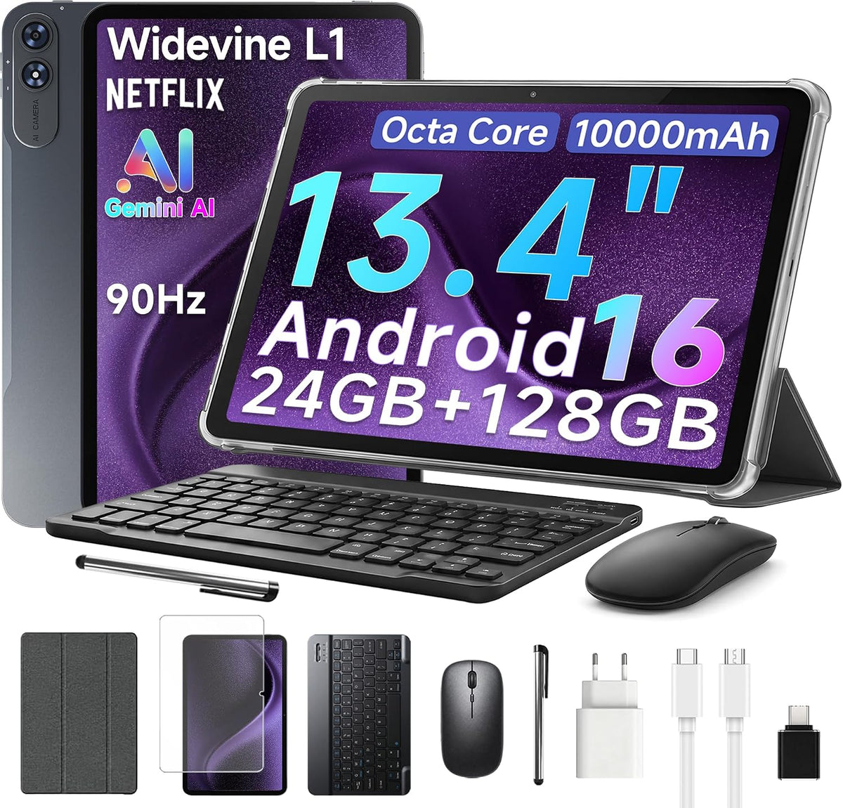 BMAX Tablet 13.4 Zoll Android 16 10000mAh Akku 90Hz Display WLAN Gemini AI