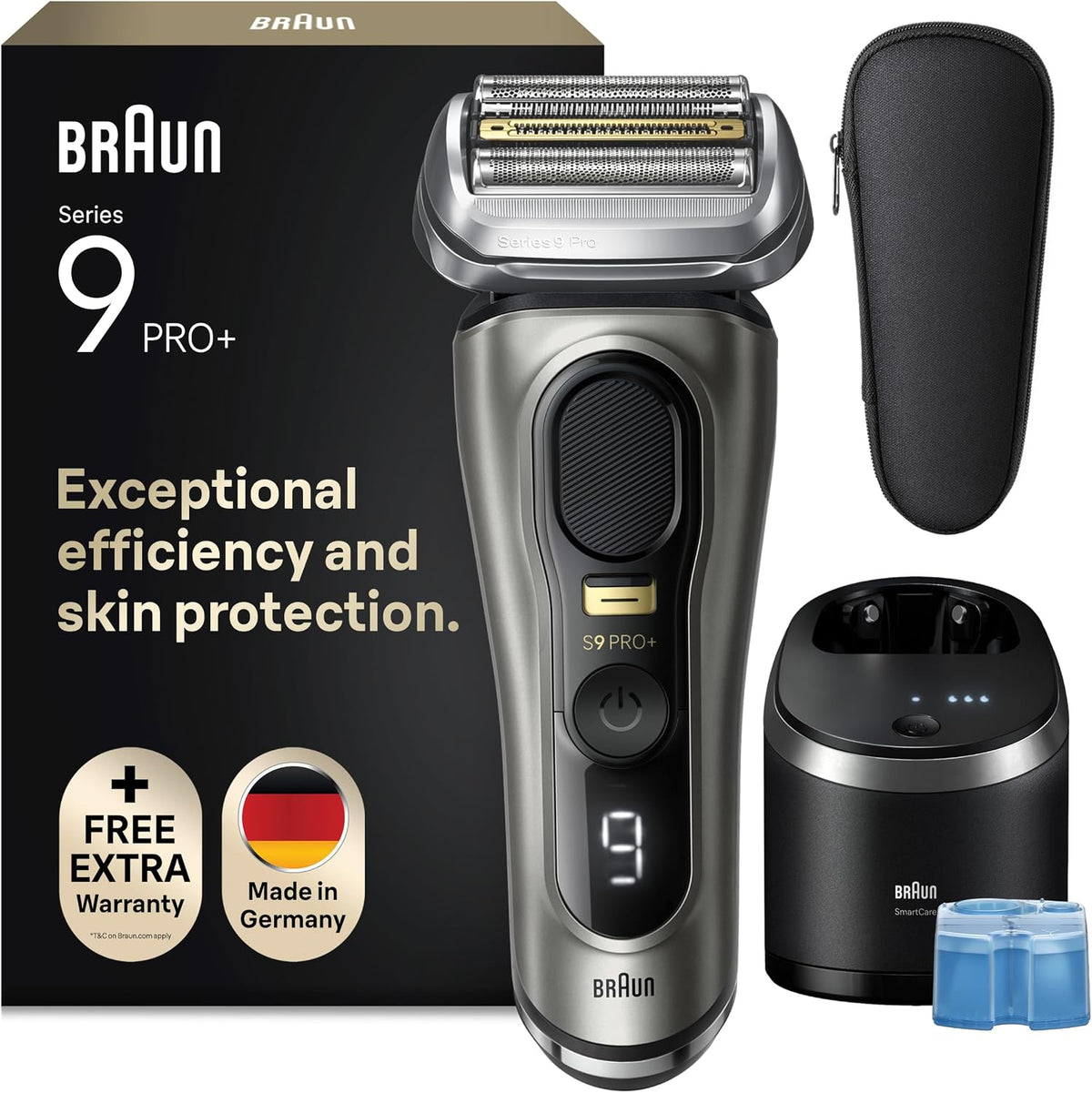 Braun Series 9 Pro+ Rasierer Herren Elektrisch, 9565cc, Elektrorasierer mit 5 Pro Rasierelementen, Langhaarschneider ProTrimmer & Reinigungsstation