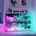 3-Lagen Glasvitrine mit RGB Beleuchtung und Glastüren für Wohnzimmer, Weiß
