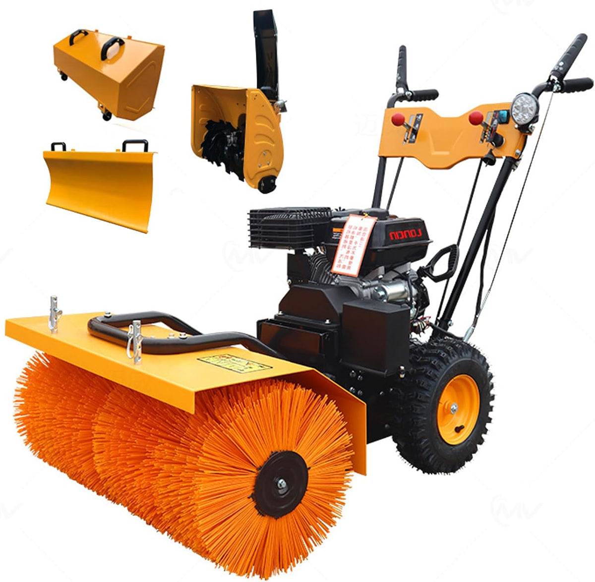 Benzinbetriebene Kehrmaschine mit 6,5 PS, 80 cm Arbeitsbreite/15 cm Dicke, handgeführter Schneepflug mit 5 Geschwindigkeiten, multifunktionales