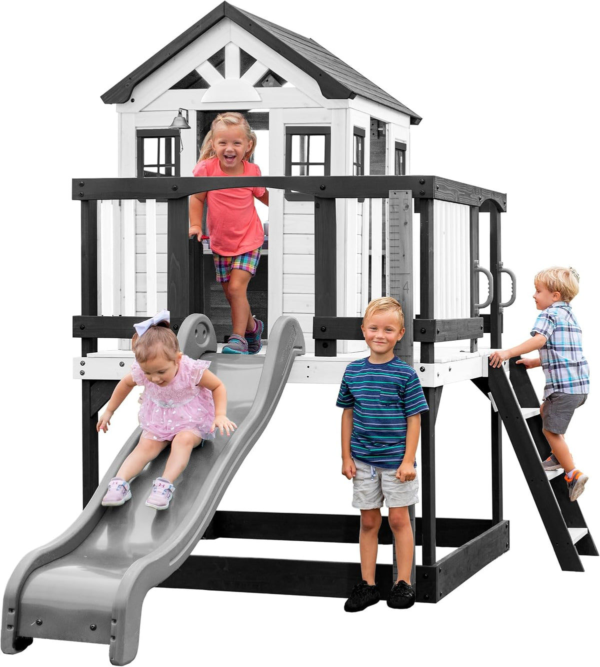 Backyard Discovery Sweetwater Heights Spielhaus mit grüner Rutsche