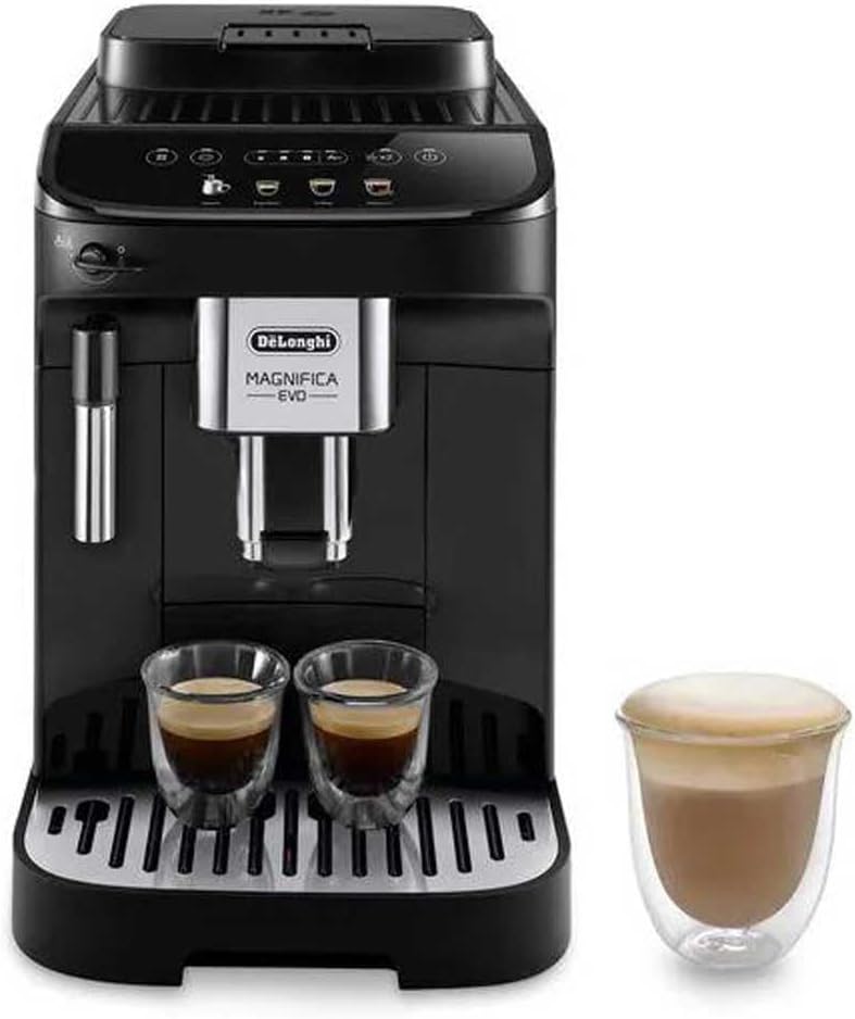 De'Longhi Magnifica Evo ECAM290.22.B, Automatische Kaffeemaschine mit Milchaufschäumer, Kompakt, Bean-to-Cup Kaffeevollautomat, 4 Rezepte, Schwarz