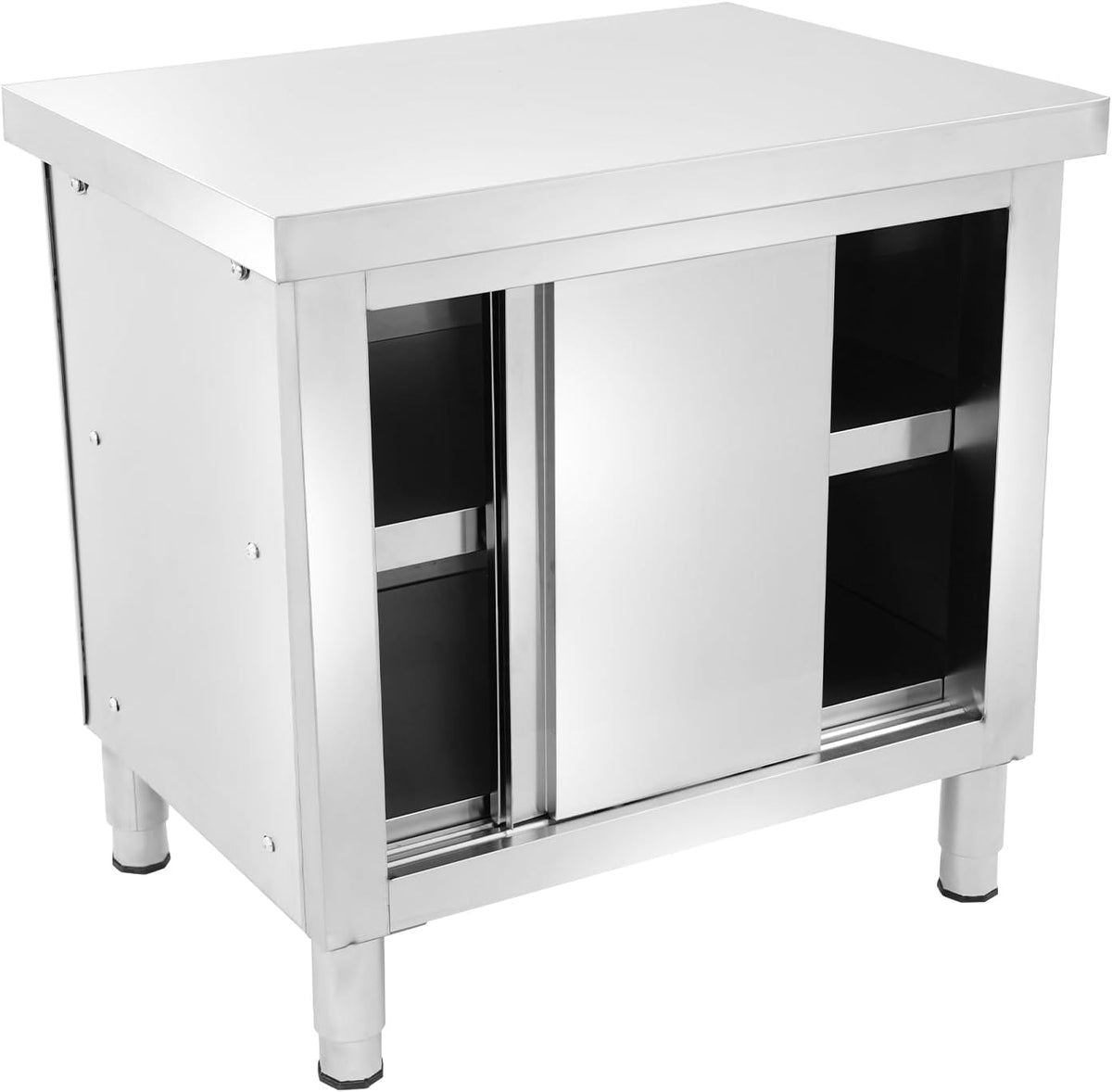 Arbeitsschrank mit Schiebetüren, 80 x 60 x 80cm, Küchen Arbeitstisch Schrank, Edelstahltisch für Küche, Edelstahl Arbeitstisch, Restaurant, Garage