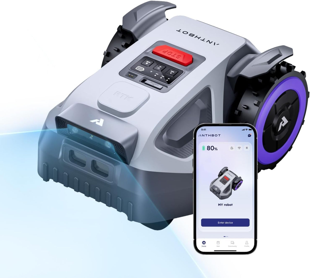 ANTHBOT M5 Mähroboter ohne Begrenzungskabel, ohne RTK, KI Vision, 500 m²