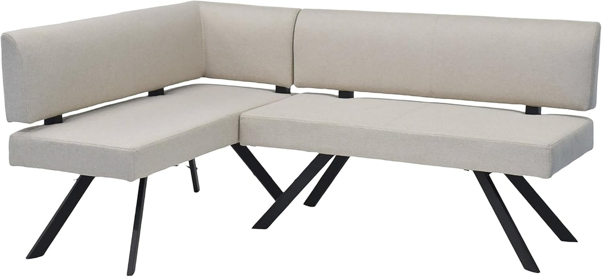 byLIVING Eckbank Toronto, Taschenfederkern, Bezug in Taupe, Gestell schwarz