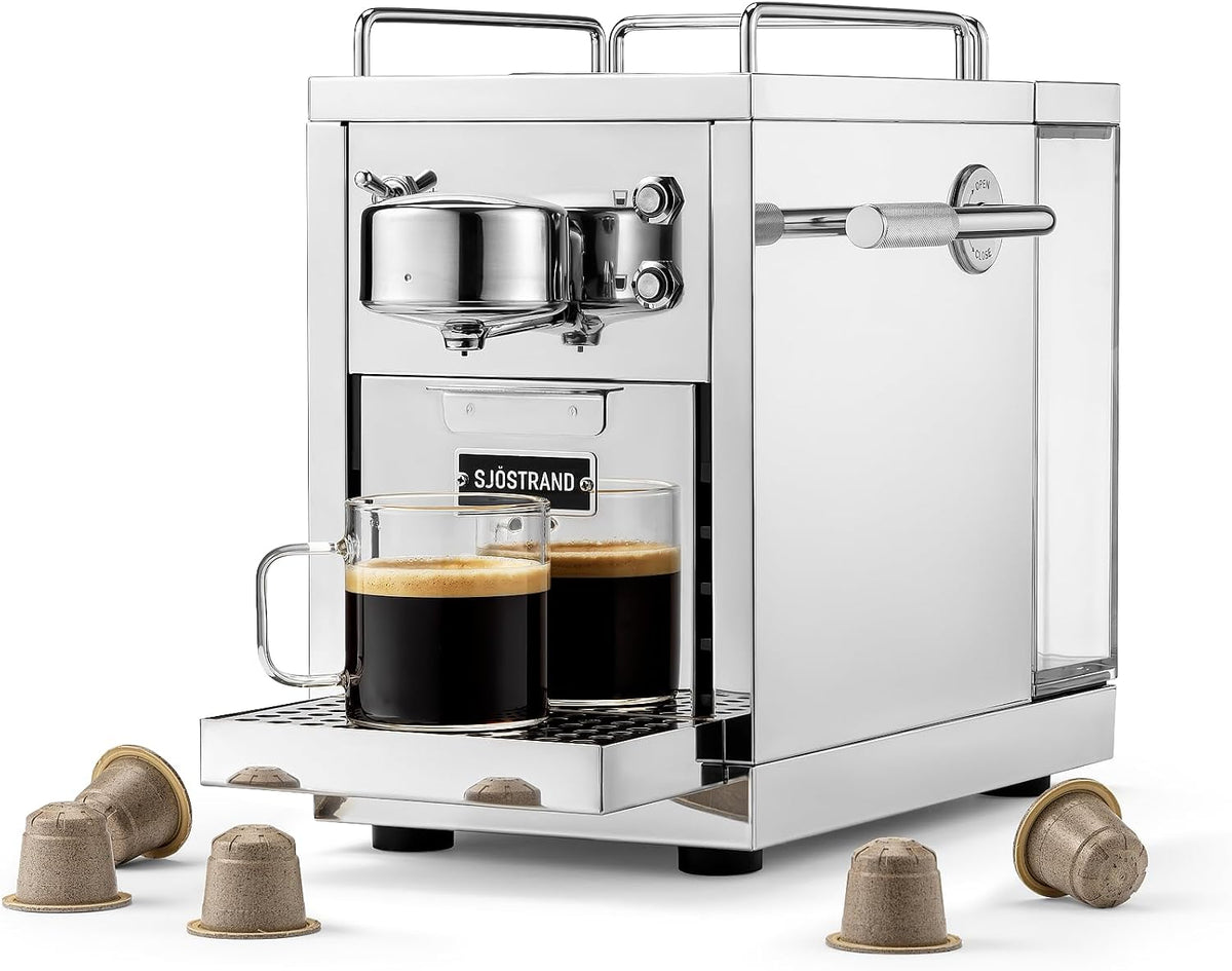 Die Original 2 Kaffeemaschine, Espressomaschine aus Edelstahl, reparierbare Kaffeemaschine, Nespresso kompatible Kapselmaschine, langlebige
