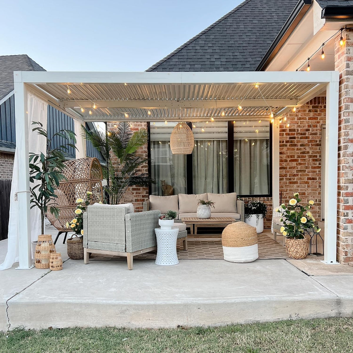 Bioklimatische Pergola aus Aluminium, 4,24 x 3 m, mit verstellbaren Lamellen, für den Außenbereich, Gartenüberdachung für Terrasse und Terrasse