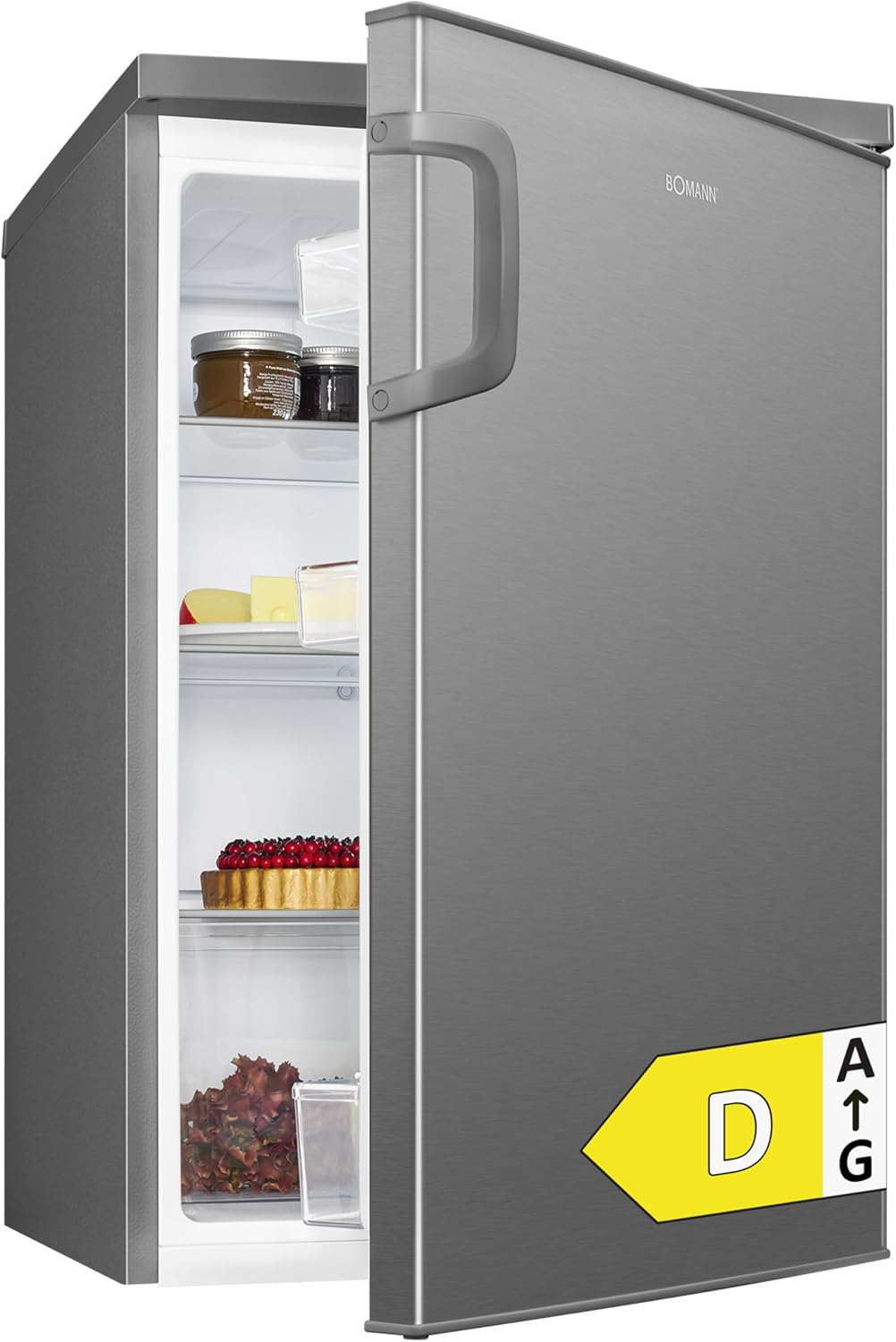 Bomann Kühlschrank ohne Gefrierfach, 85cm, leise 39dB, 133L, Kühlschrank klein mit Gemüsefach, Energieklasse D, 3 Ablagen, Türanschlag wechselbar